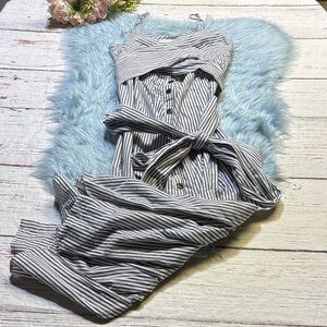 Mara Hoffman Swim White Grey Stripe Wrap Button Front Swim Coverup Dress sz M